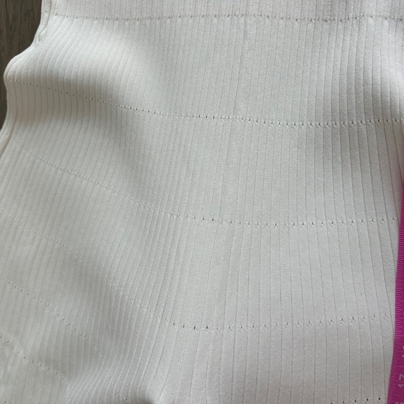 SANDRO Alecia Knit Denim Trim Midi Dress White Button Detail - FR 38 / US 6 - Picture 11 of 12